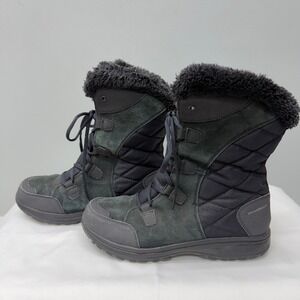 Columbia Ice Maiden II black leather suede waterproof winter boots women's 9.5‎